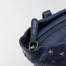 Jimmy Choo Studs Hand Bag Leather 2way Blue Silver Auth ka4151-10