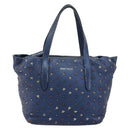 Jimmy Choo Studs Hand Bag Leather 2way Blue Silver Auth ka4151-13