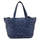 Jimmy Choo Studs Hand Bag Leather 2way Blue Silver Auth ka4151-2