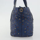 Jimmy Choo Studs Hand Bag Leather 2way Blue Silver Auth ka4151-3