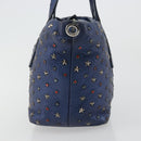 Jimmy Choo Studs Hand Bag Leather 2way Blue Silver Auth ka4151-4