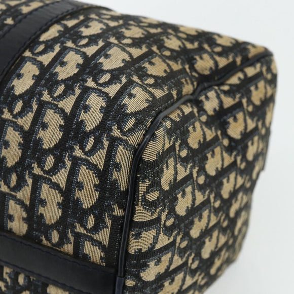 Christian Dior Trotter Canvas Boston Bag Navy Silver Auth ka4152