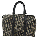 Christian Dior Trotter Canvas Boston Bag Navy Silver Auth ka4152-2