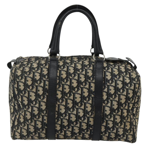 Christian Dior Trotter Canvas Boston Bag Navy Silver Auth ka4152