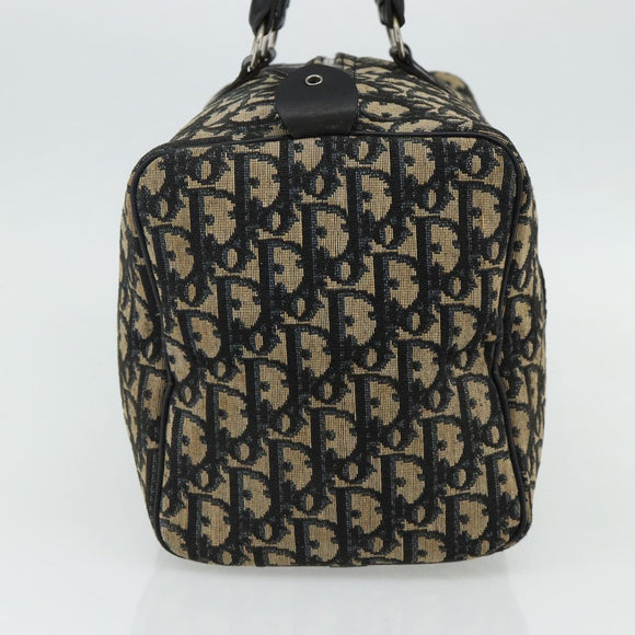 Christian Dior Trotter Canvas Boston Bag Navy Silver Auth ka4152