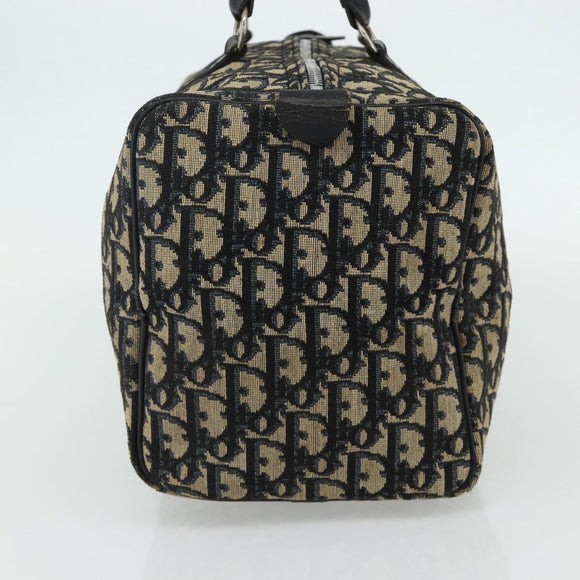 Christian Dior Trotter Canvas Boston Bag Navy Silver Auth ka4152