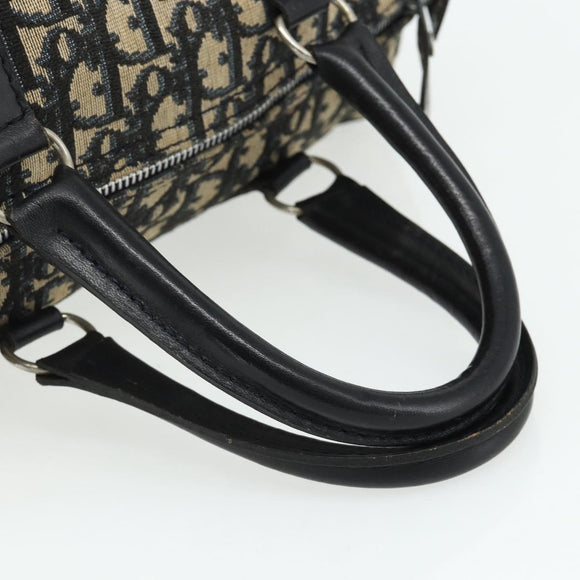 Christian Dior Trotter Canvas Boston Bag Navy Silver Auth ka4152