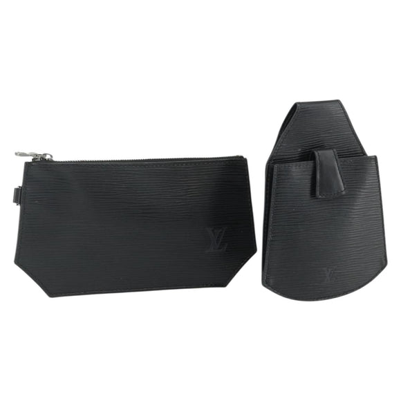 LOUIS VUITTON Epi Sherwood Sac Depaul Pouch 2 Set Black LV Auth ka4153