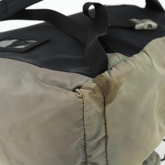 PRADA Backpack Nylon Khaki Silver Auth ka4156