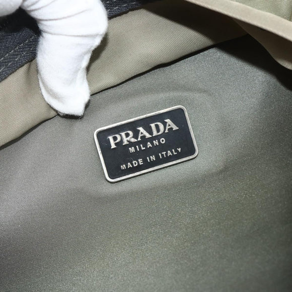 PRADA Backpack Nylon Khaki Silver Auth ka4156