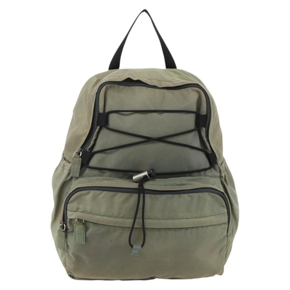 PRADA Backpack Nylon Khaki Silver Auth ka4156