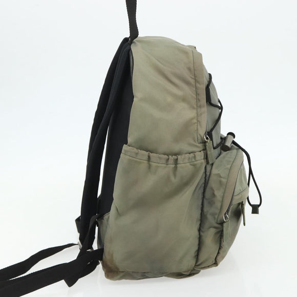 PRADA Backpack Nylon Khaki Silver Auth ka4156