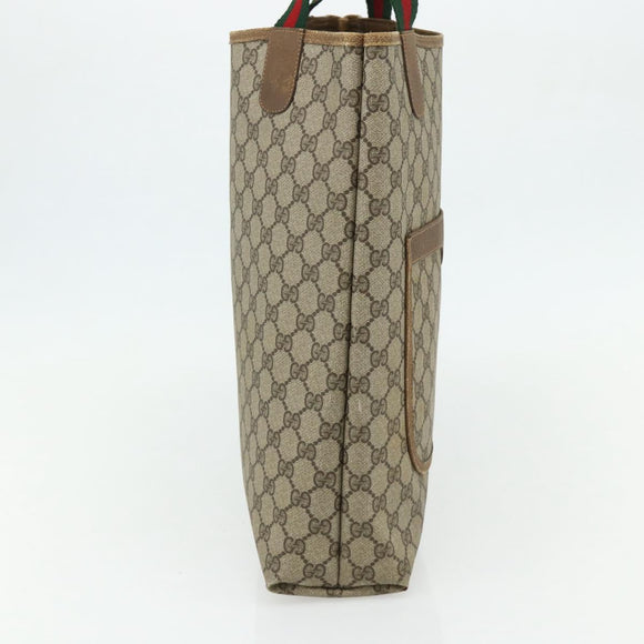 GUCCI GG Supreme Web Sherry Line Tote Bag PVC Beige Gold 39 02 003 Auth ka4157