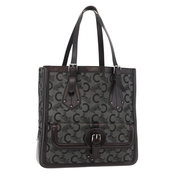 CELINE C Sulky Tote Bag Canvas Gray Silver Auth ka4159