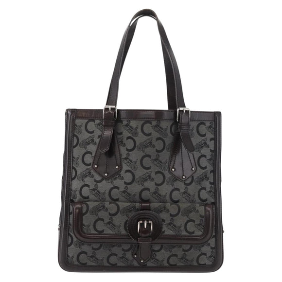 CELINE C Sulky Tote Bag Canvas Gray Silver Auth ka4159