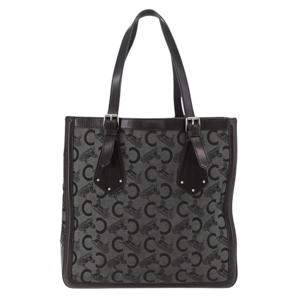 CELINE C Sulky Tote Bag Canvas Gray Silver Auth ka4159