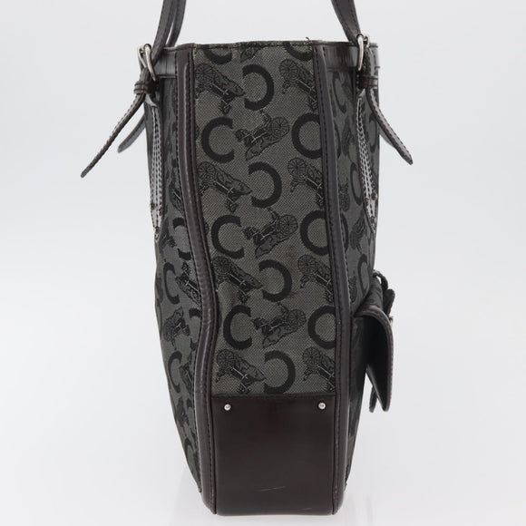 CELINE C Sulky Tote Bag Canvas Gray Silver Auth ka4159