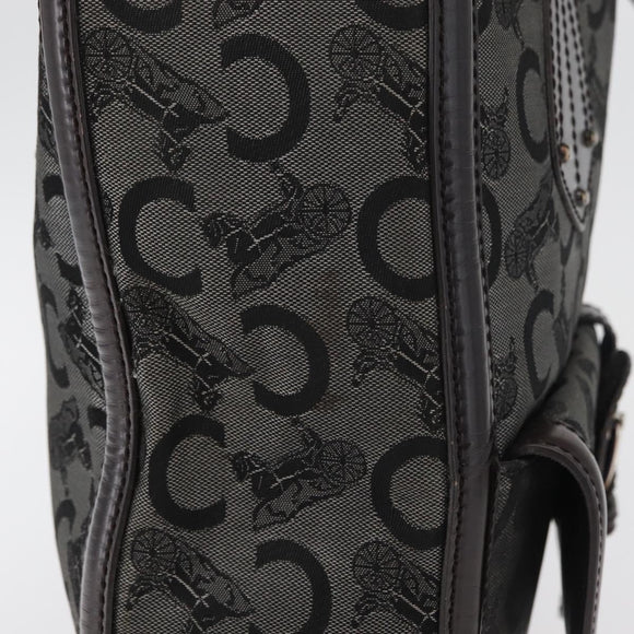 CELINE C Sulky Tote Bag Canvas Gray Silver Auth ka4159