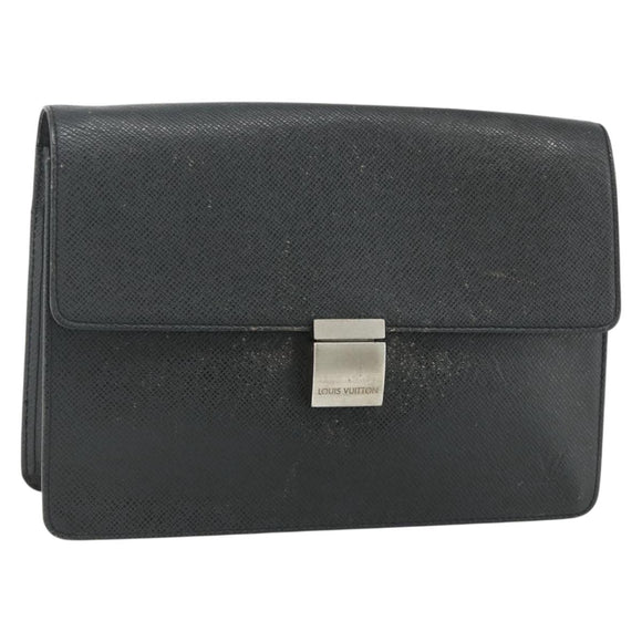 LOUIS VUITTON Taiga Selenga Clutch Bag Ardoise M30782 LV Auth ka4166