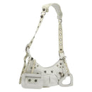 BALENCIAGA Luca Goal Shoulder Bag Leather White Silver 671309 Auth ka4167SAM-1