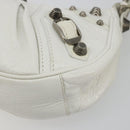 BALENCIAGA Luca Goal Shoulder Bag Leather White Silver 671309 Auth ka4167SAM-10