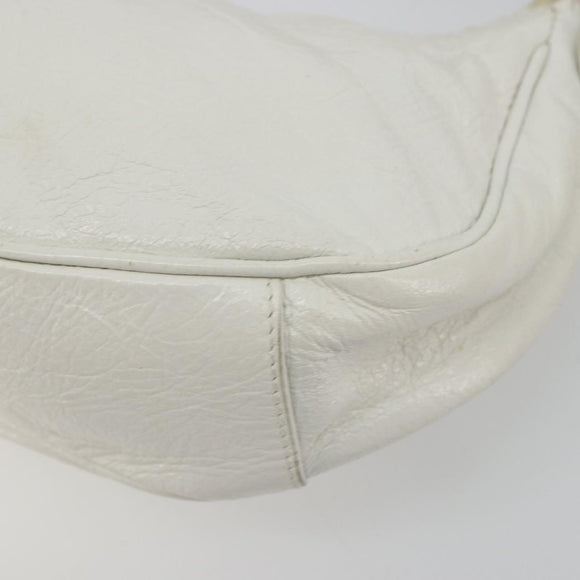 BALENCIAGA Luca Goal Shoulder Bag Leather White Silver 671309 Auth ka4167SAM