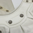 BALENCIAGA Luca Goal Shoulder Bag Leather White Silver 671309 Auth ka4167SAM-14