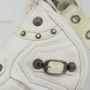 BALENCIAGA Luca Goal Shoulder Bag Leather White Silver 671309 Auth ka4167SAM-15