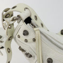 BALENCIAGA Luca Goal Shoulder Bag Leather White Silver 671309 Auth ka4167SAM-16