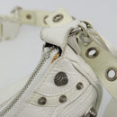 BALENCIAGA Luca Goal Shoulder Bag Leather White Silver 671309 Auth ka4167SAM-17