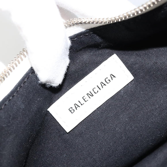 BALENCIAGA Luca Goal Shoulder Bag Leather White Silver 671309 Auth ka4167SAM