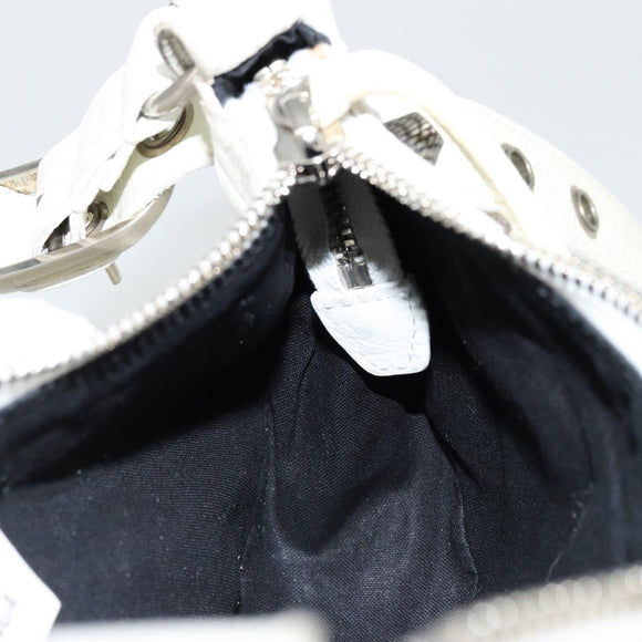 BALENCIAGA Luca Goal Shoulder Bag Leather White Silver 671309 Auth ka4167SAM