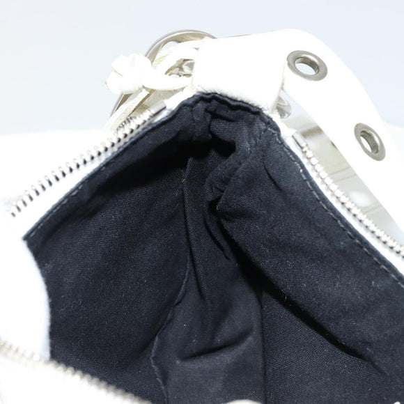 BALENCIAGA Luca Goal Shoulder Bag Leather White Silver 671309 Auth ka4167SAM