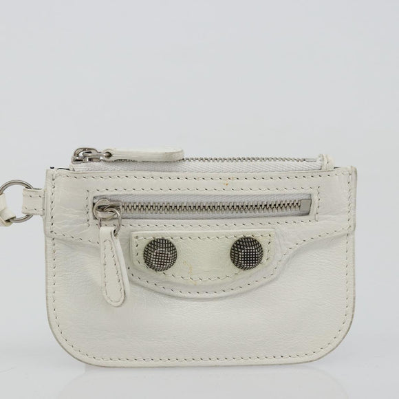 BALENCIAGA Luca Goal Shoulder Bag Leather White Silver 671309 Auth ka4167SAM