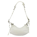 BALENCIAGA Luca Goal Shoulder Bag Leather White Silver 671309 Auth ka4167SAM-3