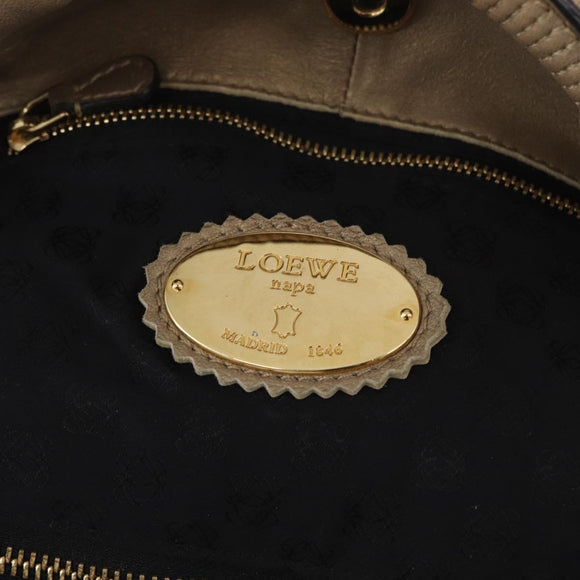 LOEWE Nappa Aire Anagram Hand Bag Leather Gold Auth ka4168A