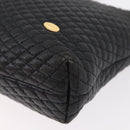 BALLY Chain Shoulder Bag Leather Black Gold Auth ka4169A-15
