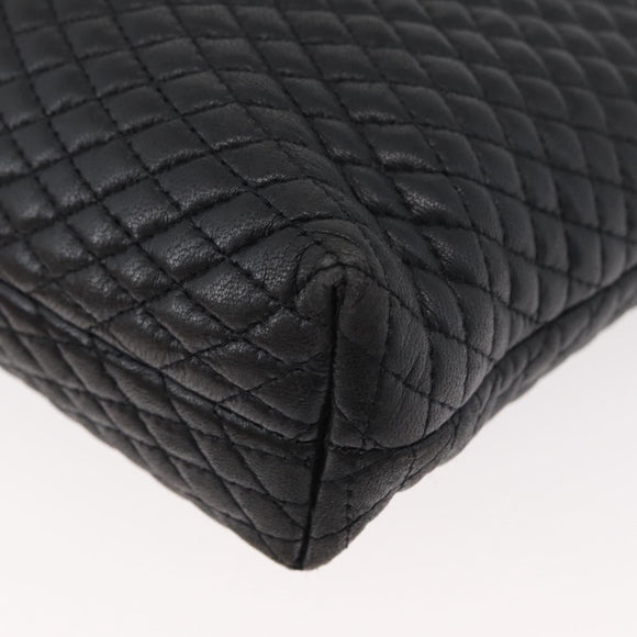 BALLY Chain Shoulder Bag Leather Black Gold Auth ka4169A