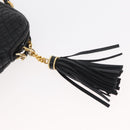 BALLY Chain Shoulder Bag Leather Black Gold Auth ka4169A-9