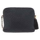 BALLY Chain Shoulder Bag Leather Black Gold Auth ka4169A-2