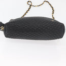 BALLY Chain Shoulder Bag Leather Black Gold Auth ka4169A-5