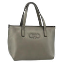 Salvatore Ferragamo Gancini Hand Bag Leather Bronze Silver Auth ka4175-1