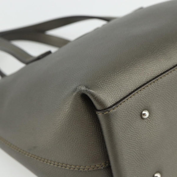 Salvatore Ferragamo Gancini Hand Bag Leather Bronze Silver Auth ka4175