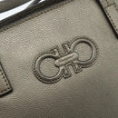 Salvatore Ferragamo Gancini Hand Bag Leather Bronze Silver Auth ka4175-17
