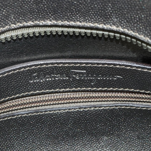 Salvatore Ferragamo Gancini Hand Bag Leather Bronze Silver Auth ka4175