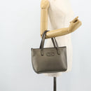 Salvatore Ferragamo Gancini Hand Bag Leather Bronze Silver Auth ka4175-23