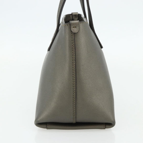 Salvatore Ferragamo Gancini Hand Bag Leather Bronze Silver Auth ka4175