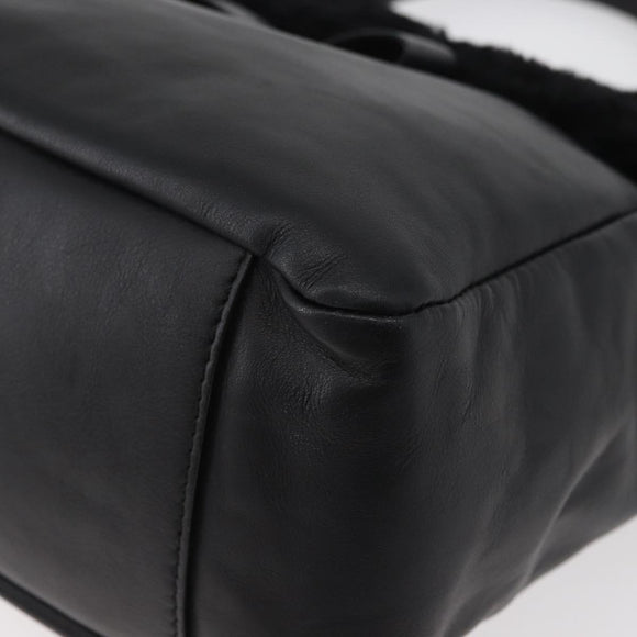 Salvatore Ferragamo Vala Hand Bag Leather Black Gold Auth ka4181A