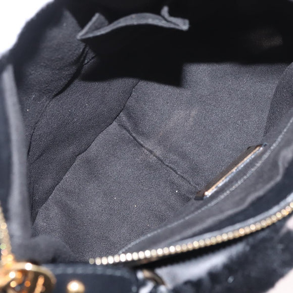 Salvatore Ferragamo Vala Hand Bag Leather Black Gold Auth ka4181A