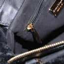 Salvatore Ferragamo Vala Hand Bag Leather Black Gold Auth ka4181A-21